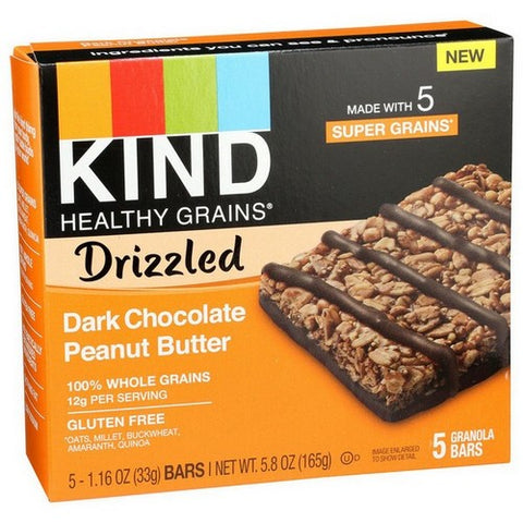 Kind, Drizzled Dark Chocolate Peanut Butter Bar, 1.16 Oz x 5 (Case Of 8)