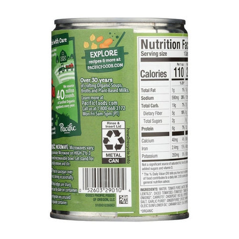 Pacific Foods, Organic Spicy Harissa Lentil Soup, 16.3 Oz (Case Of 12)