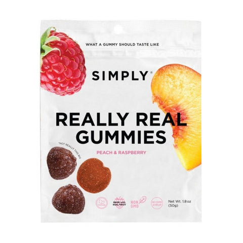 Simplygum, Simply Fruit Gummies Peach Raspberry, 1.8 Oz (Case of 8)