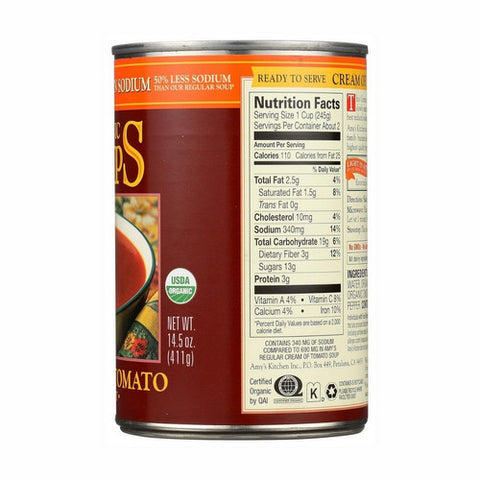 Amys, Organic Light Sodium Low Fat Cream Of Tomato Soup, 14.5 Oz (Case Of 12)