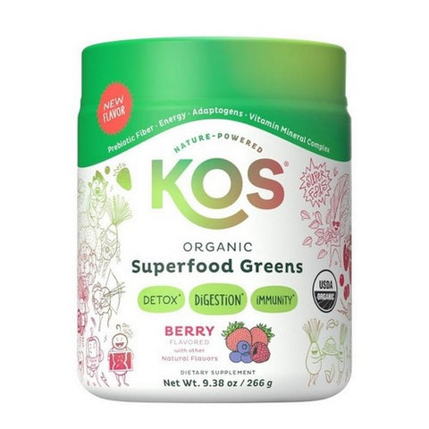 Kos, Organic Superfood Greens Powder, Berry 9.38 Oz