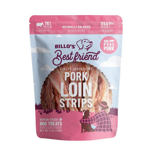 Billo's Best Friend, Dog Treat Pork Loin Strips, 4 Oz (Case Of 8) Billo's Best Friend