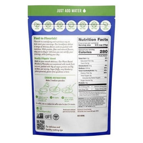 Flourish, Plant Based Blueberry Pancake Mix, 16 Oz