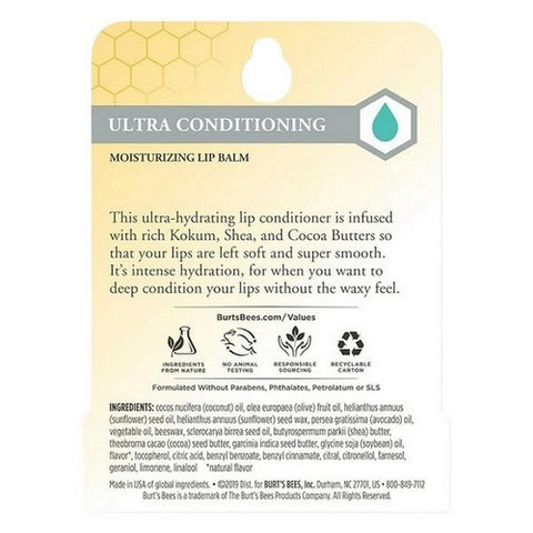 Burts Bees, Ultra Conditioning Lip Balm Blister Box, 0.15 Oz