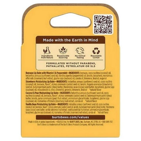 Burts Bees, Vanilla Bean Lip Balm Blister Box, 0.15 Oz