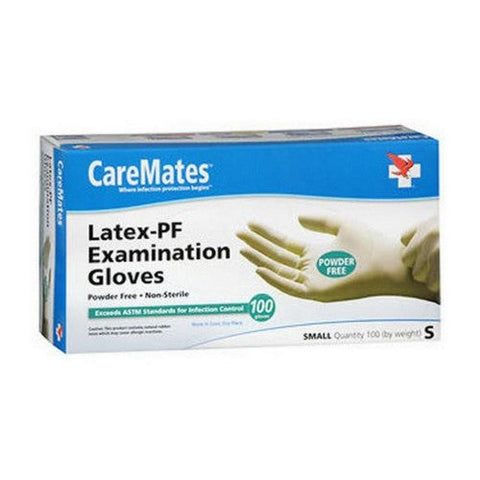 Caremates, Latex PF Examination Gloves Small, 100 Count