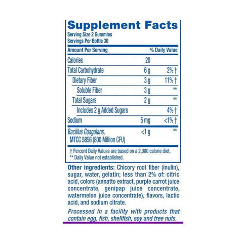 Vitafusion, Fiber Well + Probiotics Gummy Natural Blue Raspberry Cherry And Orange, 60 Count Vitafusion