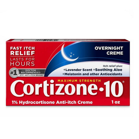 Cortizone-10, Overnight 1% Hydrocortisone Anti Itch Creme Maximum Strength Lavender Scent, 1 Oz