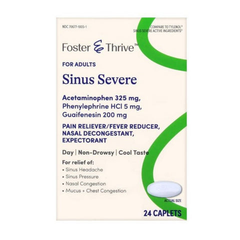 Foster And Thrive, Sinus Severe Acetaminophen, 325 Mg, 24 Caps