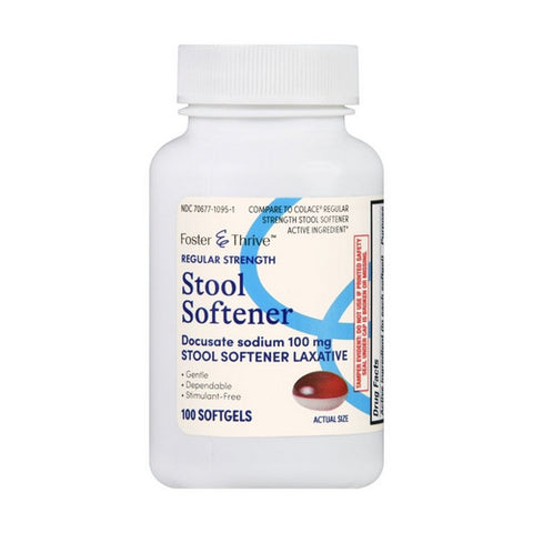Foster And Thrive, Regular Strength Stool Softener, 100 Mg, 100 Softgels