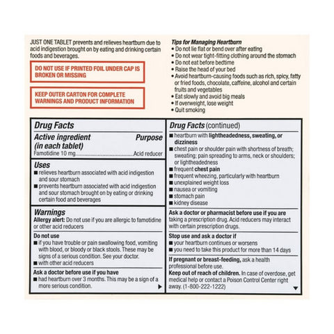 Foster And Thrive, Original Strength Acid Reducer, 10 Mg, 60 Tabs