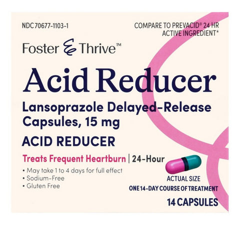 Foster And Thrive, Acid Reducer Lansoprazole Delayed-Release, 15 Mg, 14 Caps