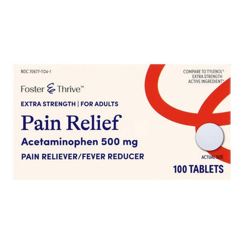 Foster And Thrive, Extra Strength Pain Relief Acetaminophen, 500 Mg, 100 Tabs Foster And Thrive