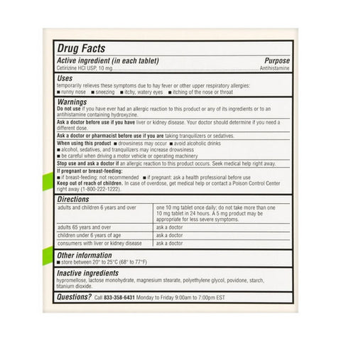 Foster And Thrive, 24 Hour All Day Allergy Cetirizine Hcl Usp, 10 Mg, 90 Tabs