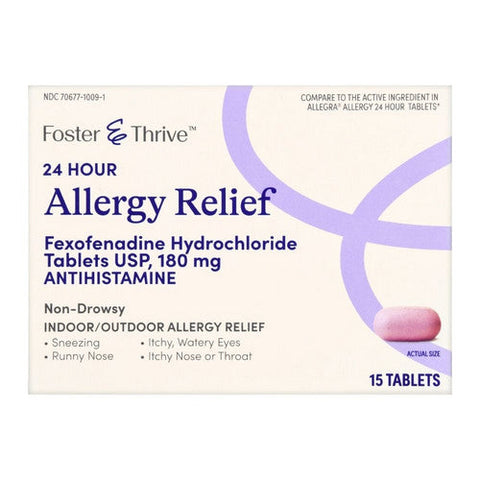 Foster And Thrive, Allergy Relief Fexofenadine Hcl, 180 Mg, 15 Tabs Foster And Thrive