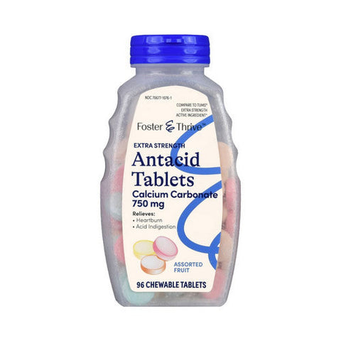 Foster And Thrive, Extra Strength Antacid Calcium Carbonate Chewable, 750 Mg, 96 Tabs Foster And Thrive