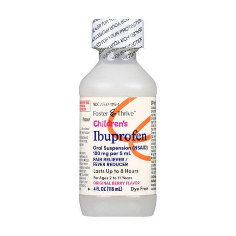 Foster And Thrive, Childrens Ibuprofen Oral Suspension Dye Free Original Berry, 4 Oz Foster And Thrive