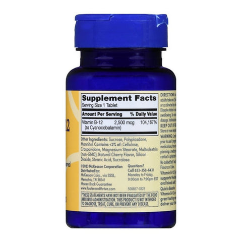 Foster And Thrive, Vitamin B-12  Quick Dissolve Sublingual, 2500 Mcg, 60 Tabs