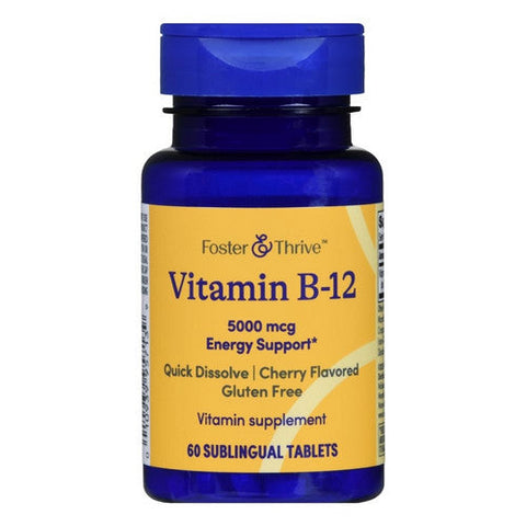 Foster And Thrive, Vitamin B-12 Quick Dissolve Sublingual Tablets Cherry, 5000 Mcg, 60 Tabs Foster And Thrive