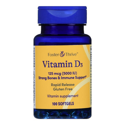 Foster And Thrive, Vitamin D3, 125 Mcg, 100 Softgels Foster And Thrive