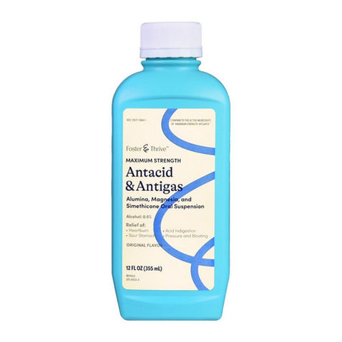 Foster And Thrive, Maximum Strength Antacid And Antigas Alumina Magnesia And Simethicone Oral Suspension Original, 12 Oz