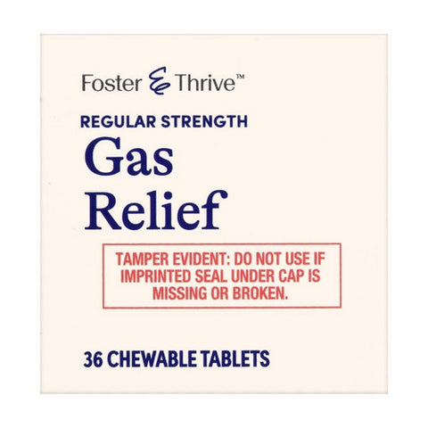 Foster And Thrive, Regular Strength Gas Relief Simethicone Chewable Mint, 36 Tablets