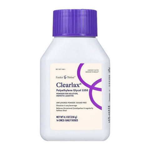 Foster And Thrive, Clearlax Polyethylene Glycol 3350 Powder For Solution Unflavored, 8.3 Oz Foster And Thrive