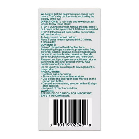 Bausch + Lomb, Biotrue Hydrating Boost Contact Lens Rehydrating Drops, 0.33 Oz