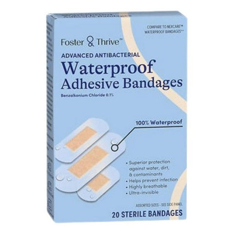 Foster And Thrive, Advanced Antibacterial Waterproof Adhesive Bandages, 20 Count