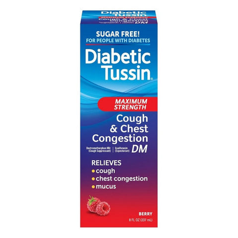 Diabetic Tussin, Maximum Strength Cough And Chest Congestion DM Liquid Berry, 8 Oz