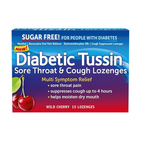 Diabetic Tussin, Sore Throat And Cough Lozenges Wild Cherry, 15 Count