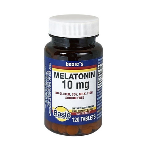 Basic Vitamins, Melatonin Tablets, 10 Mg, 120 Count Basic Vitamins