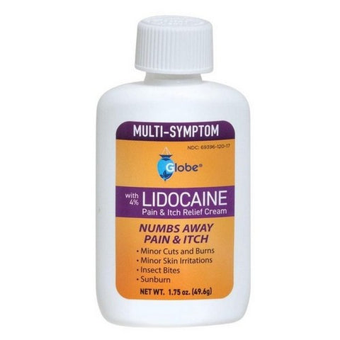 Globe, Lidocaine HCL 4% Multi Symptom Relief Cream, 49.6 Grams