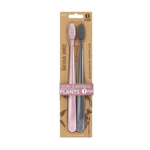 The Natural Family Co, Toothbrush Twin Pack Soft Assorted Colours, 2 Pieces The Natural Family Co