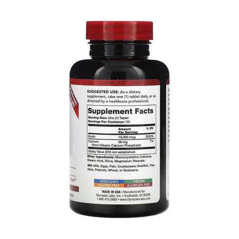 Olympian Labs, Biotin, 10000 mcg, 120 Tablets