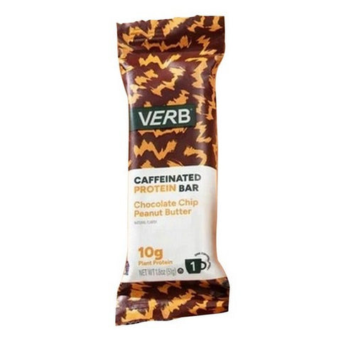 Verb Energy, Chocolate Chip Peanut Butter Caffeinated Protein Bar, 1.8 Oz (Case Of 12)