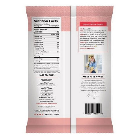 Miss Jones Baking Co, Keto Cookie Dough Chocolate Chip, 11.84  Oz (Case Of 6)