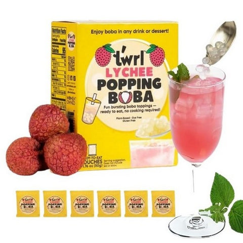 Twrl Milk Tea, Lychee Popping Boba, 1.76 Oz X 6 Count (Case Of 6)