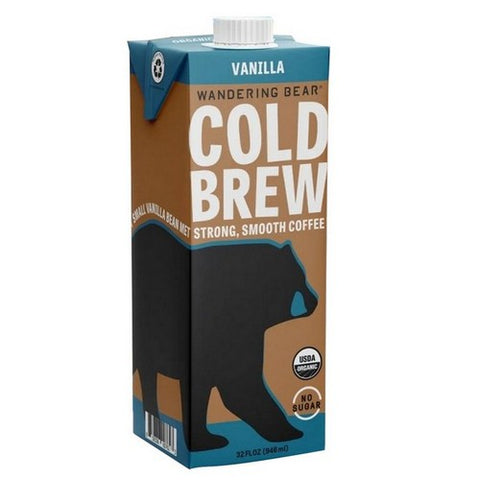 Wandering Bear, Organic Cold Brew With Vanilla Coffee, 32 Oz (Case Of 6)