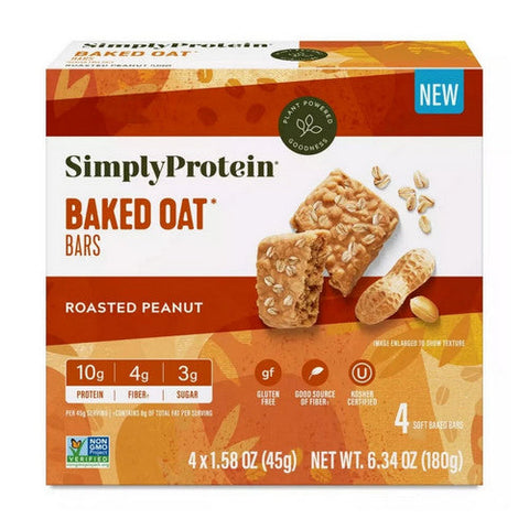 Simply Protein, Roasted Peanut Baked Oat Bar, 6.34 Oz (Case Of 6) Simply Protein