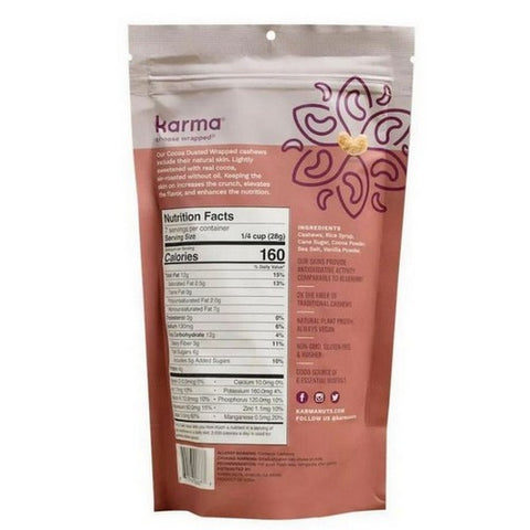 Karma Nuts, Cocoa Dusted Wrapped Cashews, 7 Oz (Case Of 6)