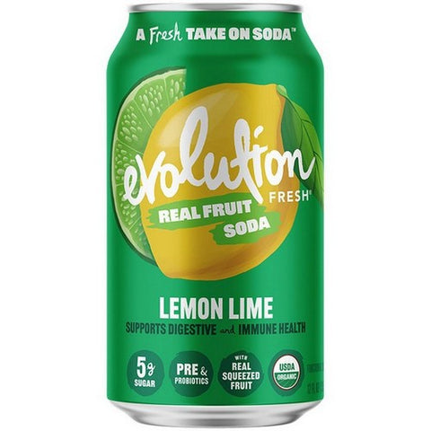 Evolution Fresh, Organic Lemon Lime Fruit Soda, 12 Oz (Case Of 6)