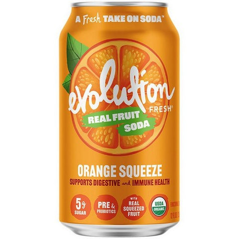 Evolution Fresh, Organic Orange Squeeze Real Fruit Soda, 12 Oz (Case Of 6)