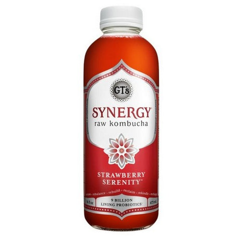 GT's, Synergy Raw Kombucha Strawberry Serenity Beverage, 16 Oz (Case Of 12)