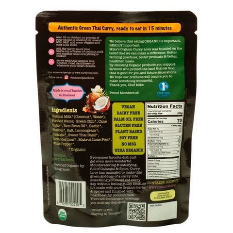 Mike's Organic Foods, Organic Simmer Sauce Green Thai Small Box, 8.8 Oz (Case Of 6)