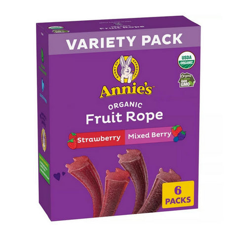 Annie's Homegrown, Organic Bunny Fruit Rope Berry Strawberry, 8.04 Oz (Case Of 6)