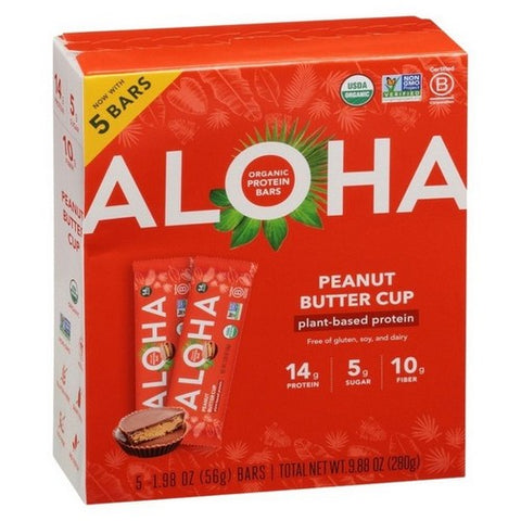 Aloha, Peanut Butter Cup Protein Bars, 5 Count (Case Of 6)