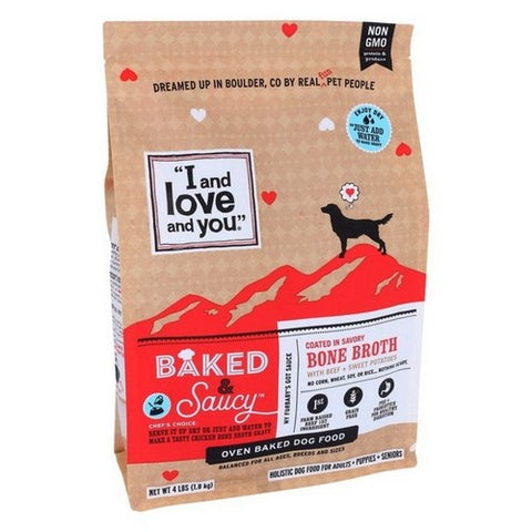I And Love And You, Baked And Saucy Dry Dog Food Beef Plus Sweet Potato, 4 Lbs (Case Of 4)
