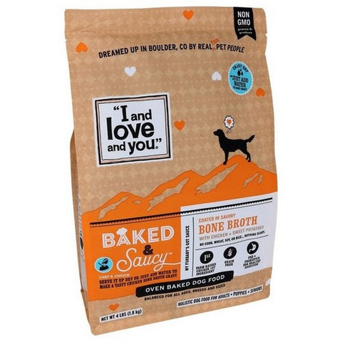 I And Love And You, Baked And Saucy Dry Dog Food Chicken Plus Sweet Potato, 4 Lbs (Case Of 4)