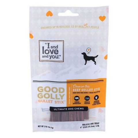 I And Love And You, Good Golly Gullet Stix Ultimate Dog Chews Beef, 2 Oz (case Of 6) I And Love And You